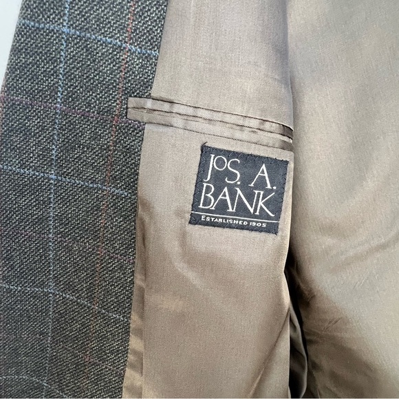 Jos A Bank 100%  Wool Sport Coat Jacket Two Button Prince Of Wales Check Men 44R - Picture 8 of 12